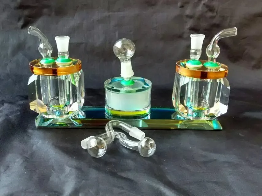 Double pot en cristal, accessoires de bangs en verre en gros, narguilé en verre, conduite d'eau fumée livraison gratuite