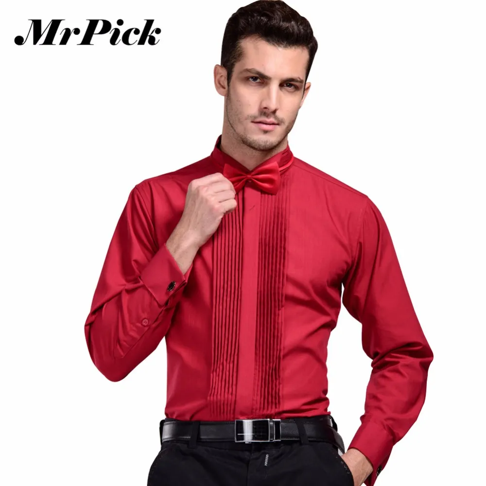 Atacado- 2016 Novo Botão Francês Botão Camisa de Negócios Masculinos Camisas Casuais Vestido De Noiva De Moda Swallow Collar Camisas 3xl Z1542-Euro