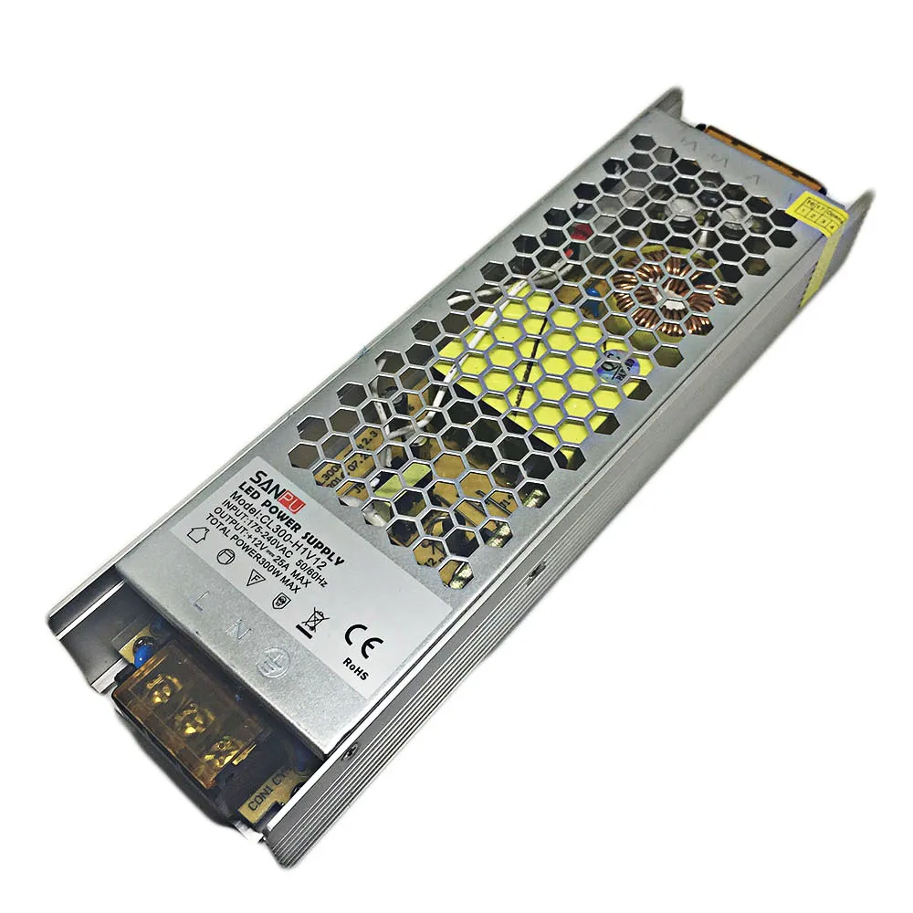 250W / 300W DC12V Switch Strömförsörjning AC till DC LED-belysningstransformator CL250-H1V12 / CL300-H1V12 Ultra tunt aluminiumskal 20.8A / 25A / förare