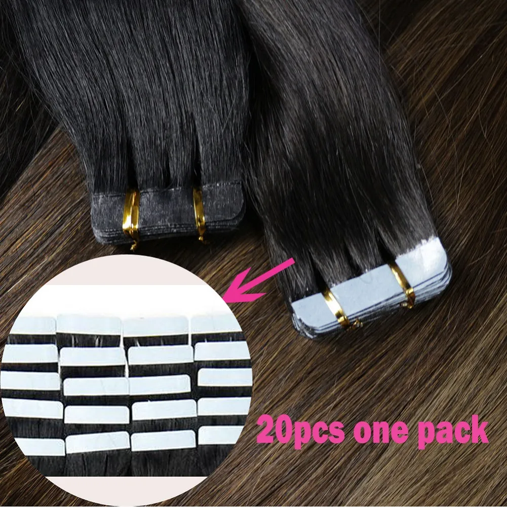 ZZHAIR 14-24 inches 100% Braziliaanse Tape Remy Human Hair Extensions 20 stks/pak Lijm In Haar Huid Inslag 30g-70g