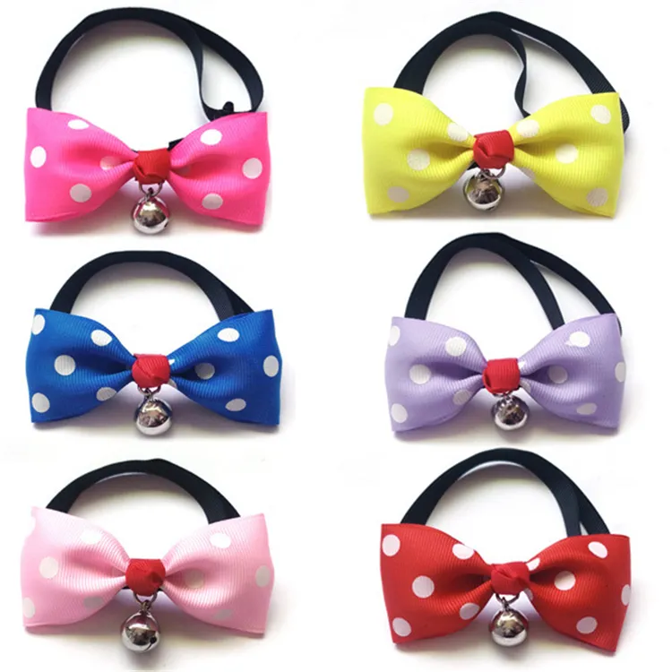 New /loot Cute Lovely Pet Dog Bowknot Tie Bow Necktie Collar Has the bell Pet Clothing Dog Cat Puppy IC758