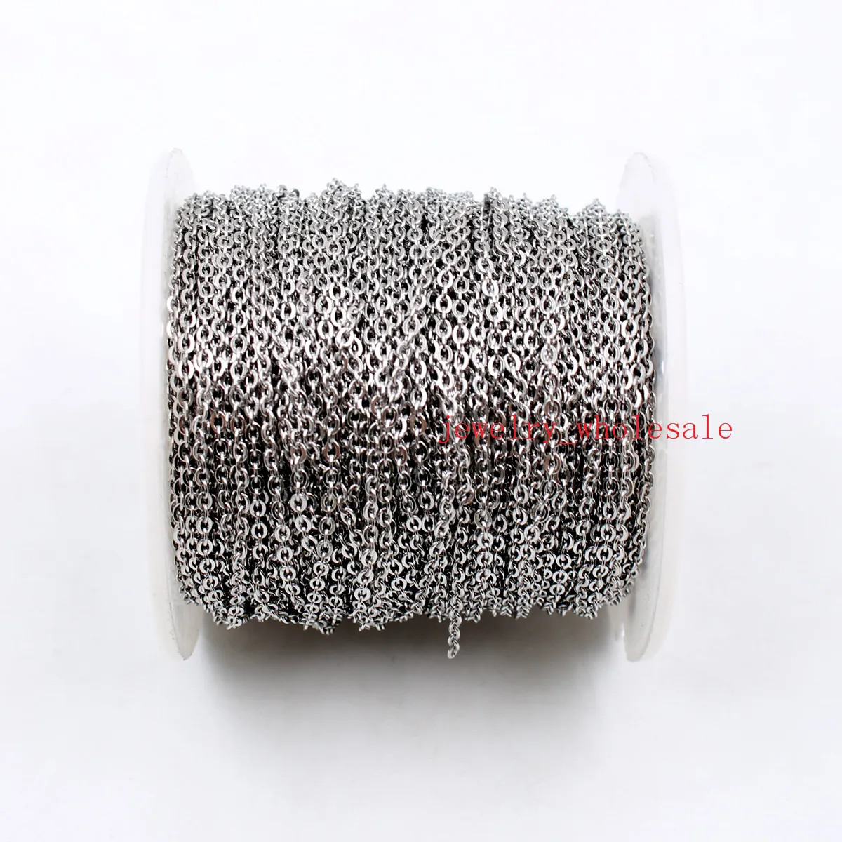 50meter / roll grote groothandel in bulk sieraden vinden ketting zilver roestvrijstalen sterke platte ovale rolo cross chain fit hanger diy