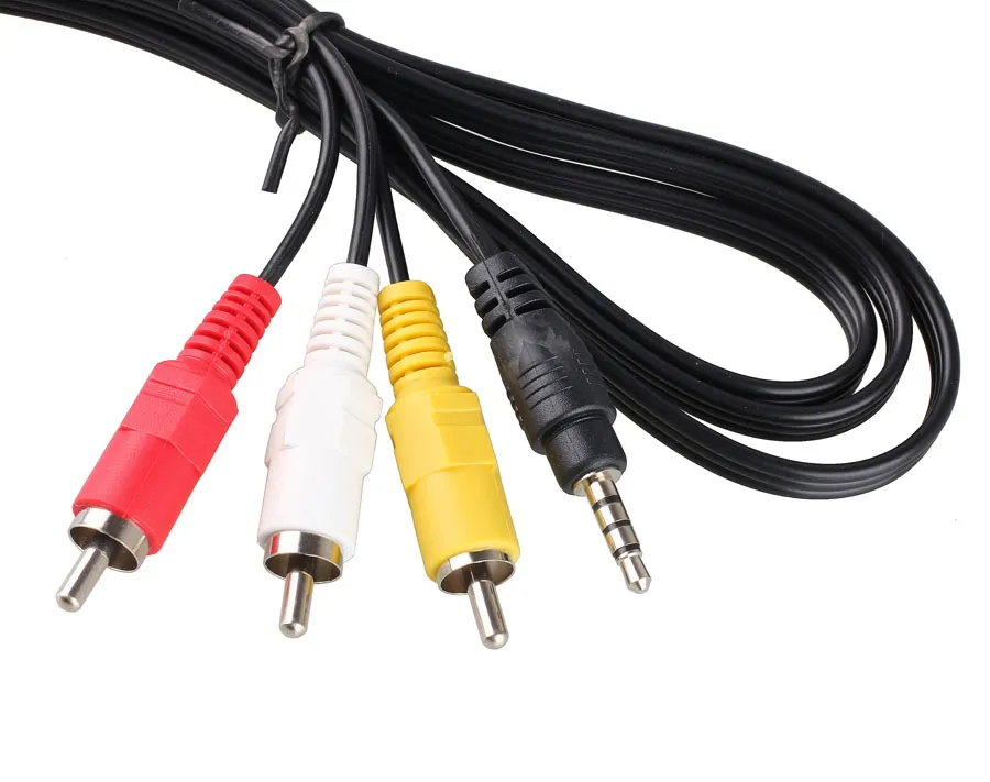 1.4 m audio video AV cable 3.5mm headphone jack to 3 RCA TV cable DV digital camera CD player MP3 MP4 VCR AV output cable