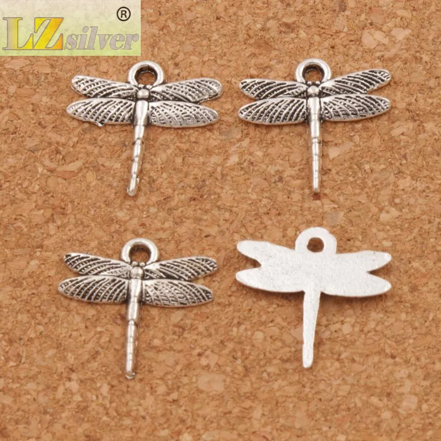 Thin Airfoil Flying Dragonfly Charms Pendentifs / Bijoux de mode en argent tibétain DIY Fit Bracelets Collier Boucles d'oreilles L968 16.6x16.2mm