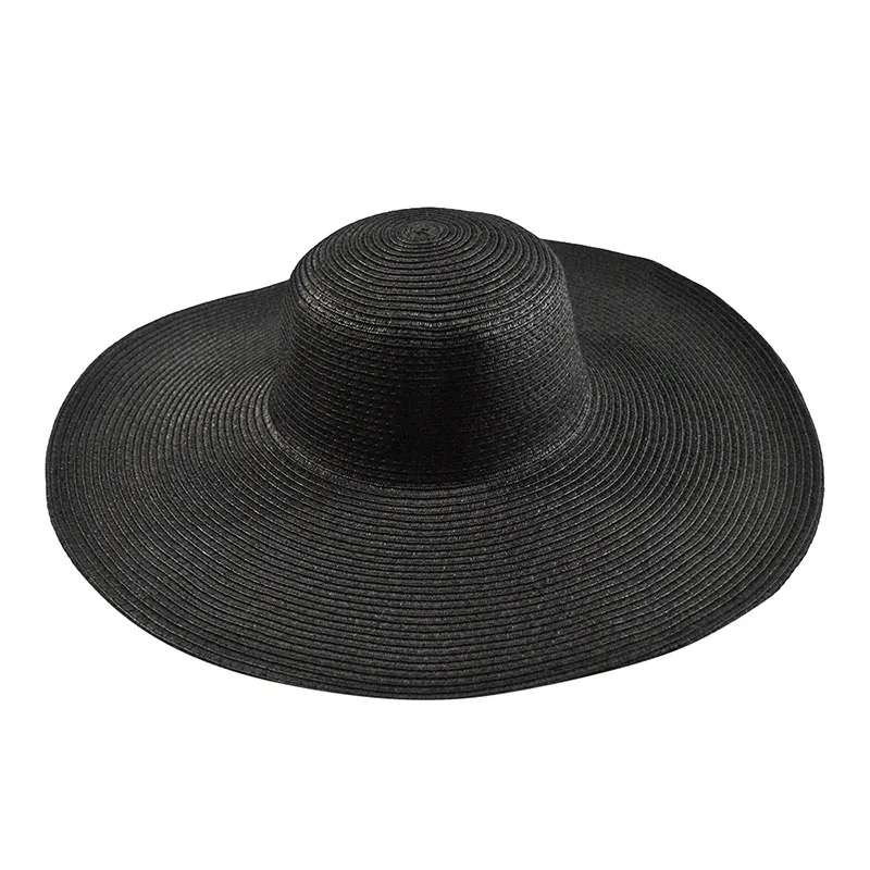 2017 Sombreros de ala ancha de Verano para Mujeres Casual Sólido Rayas Playa Sombrero de Paja Sombrero de Sol de Ala Ancha Gorra femenina