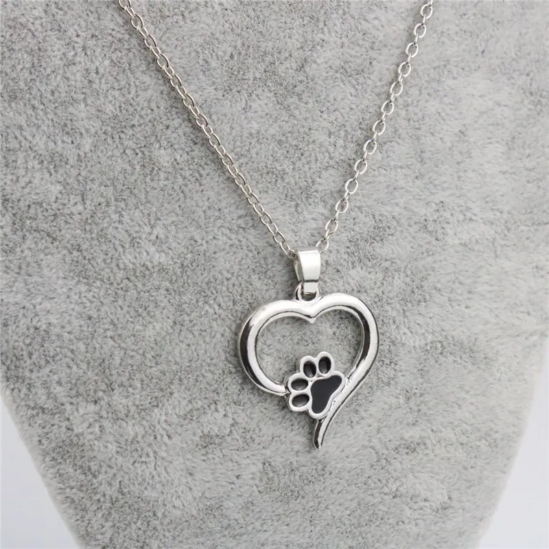 Fashion Heart Dog Paw Pendant Necklaces For Women Silver Gold Plated Link Chains Chokers Necklace Party Jewelry Gift