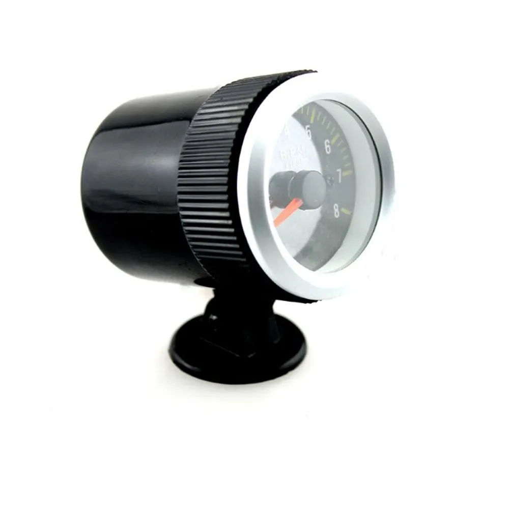 12V 타코미터 2 "52mm 가솔린 차량 Tacho 게이지 탄소 섬유 LED 디스플레이 노란색 0 - 8000 RPM