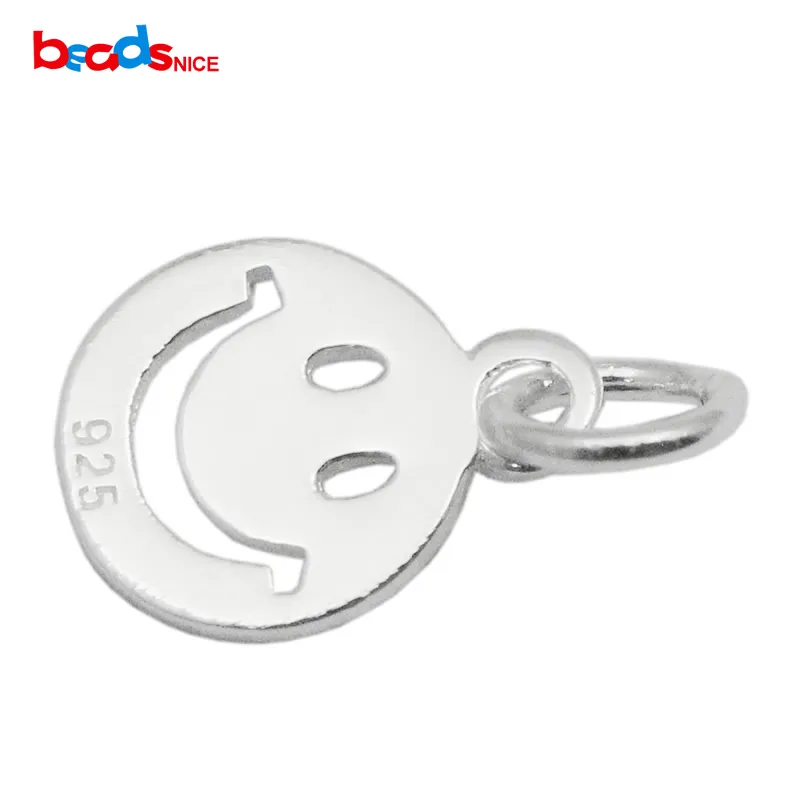 Beadsnice 925 Sterling Silver Circle Wisiorki Uśmiechnięta twarz Charms Happy Charm Cute uśmiech twarzy DIY znalezisko ID 35627