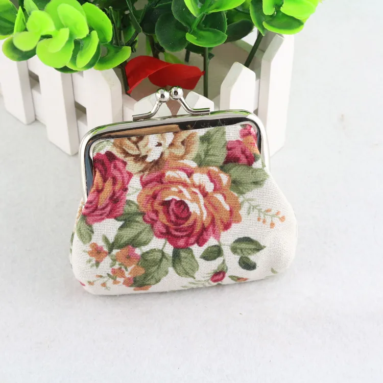 Nova moda bolsa de moedas de flores vintage porta-chaves de lona carteira ferrolho pequena bolsa de presentes bolsa de embreagem