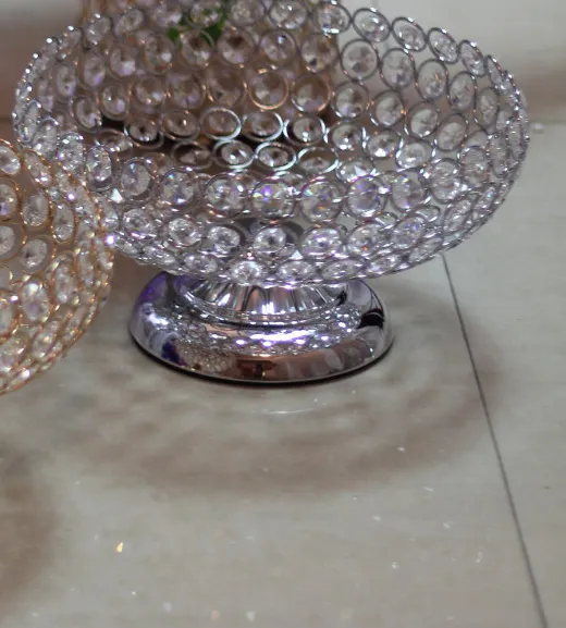 Wholesale Dimeter 26cm Crystal Bead Fruit tray plate bowl stand wedding centerpieces