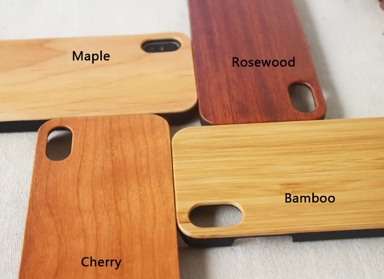 Custodie cellulari in legno bianco di qualità eccellente iPhone X 10 6 6S 7 8 Plus Bamboo + Cover protettiva telefono in TPU morbido antiurto Samsung