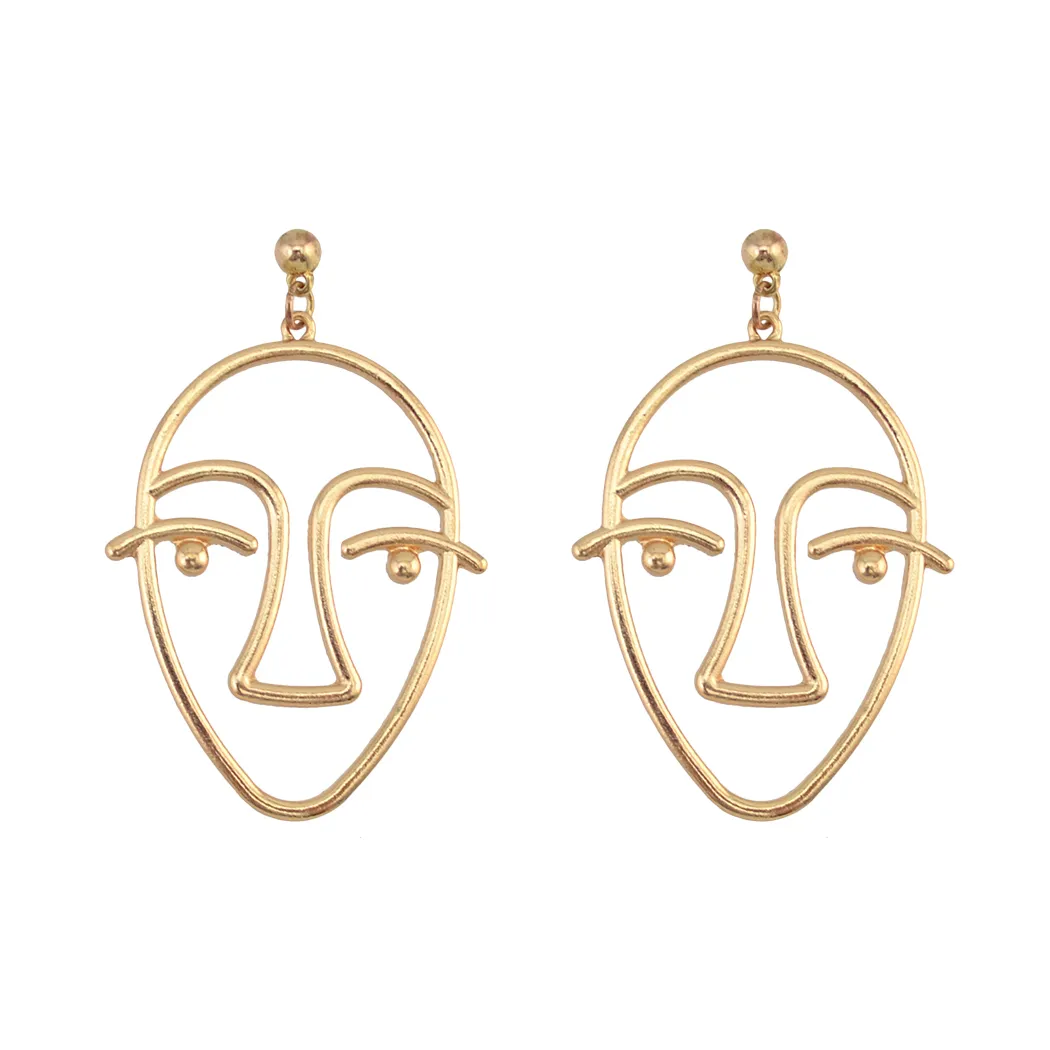 Idealway 2 Color New Fashion Gold Silver Placed Silver Face Mosts على شكل أقراط