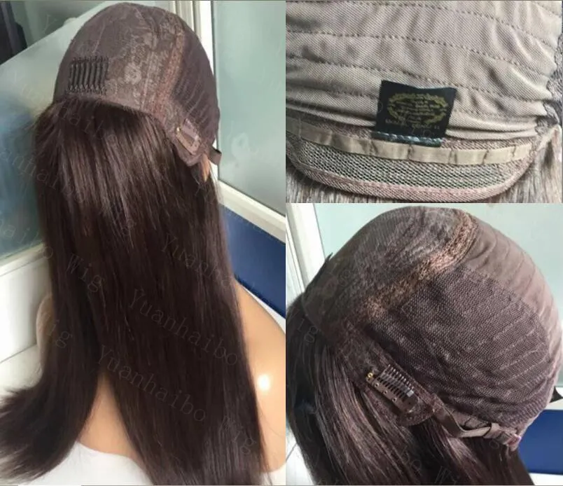 10A Grade mörkbrun färg # 2 Fina Sheitels 4x4 Silk Top Jewish Wig Finest European Virgin Human Hair Kosher Wigs Fast Express Delivery