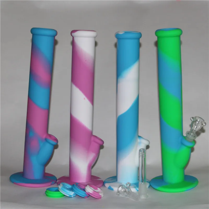 2 pezzi tubi dell'acqua in silicone bong in silicone con accessori in vetro mescolano il tubo dell'acqua in vetro per olio di silicone