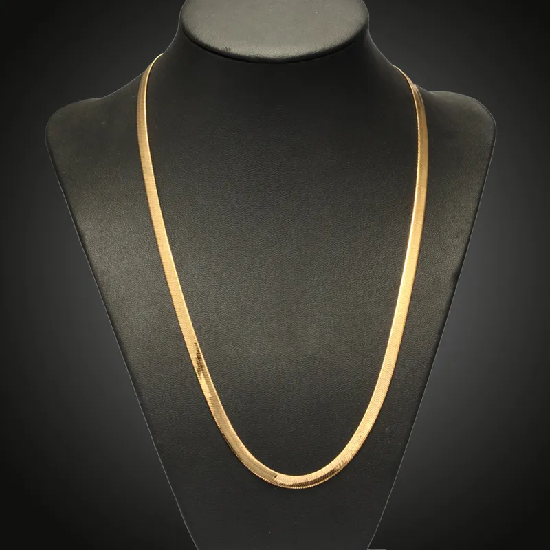 Collier en plaqué or 18 carats avec "18k" Hommes Bijoux En gros Nouveau Collier à chaîne de serpent chunky branché 18 '' - 28 ''