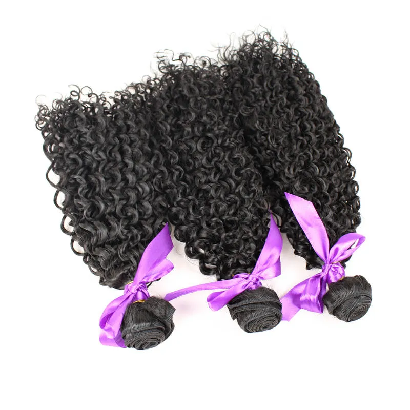 3 pçslote kinky curly fibra de trama do cabelo natural cor 1B Alta Temperatura Tecer Cabelo Extensão Do Cabelo frete grátis