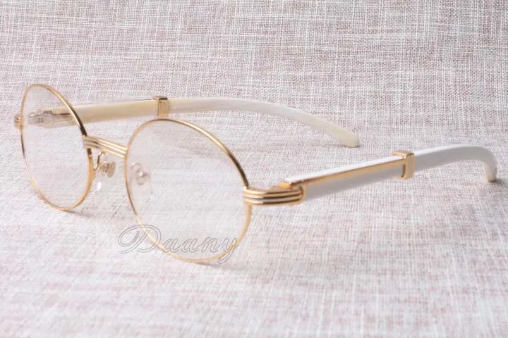 2017 neue Retro-Rundbrille 7550178 Hornweiße Brille Herren- und Damenbrillengestell Brillengröße 55-22-135mm194D
