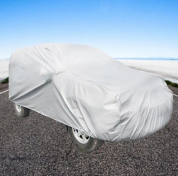 Kryty Outdoor Full Car Cover Pojedyncze Słońce Słońce Ogólnokształt Ogólnokrajowy Rozmiar Ochrona Ochrona S L XL XXL Peva Materiał