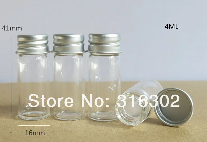 50 x 4ml Clear Glass Bottles With Aluminum Cap Small Transparent Glass Bottle with Screw Lids for Essential Oil Use