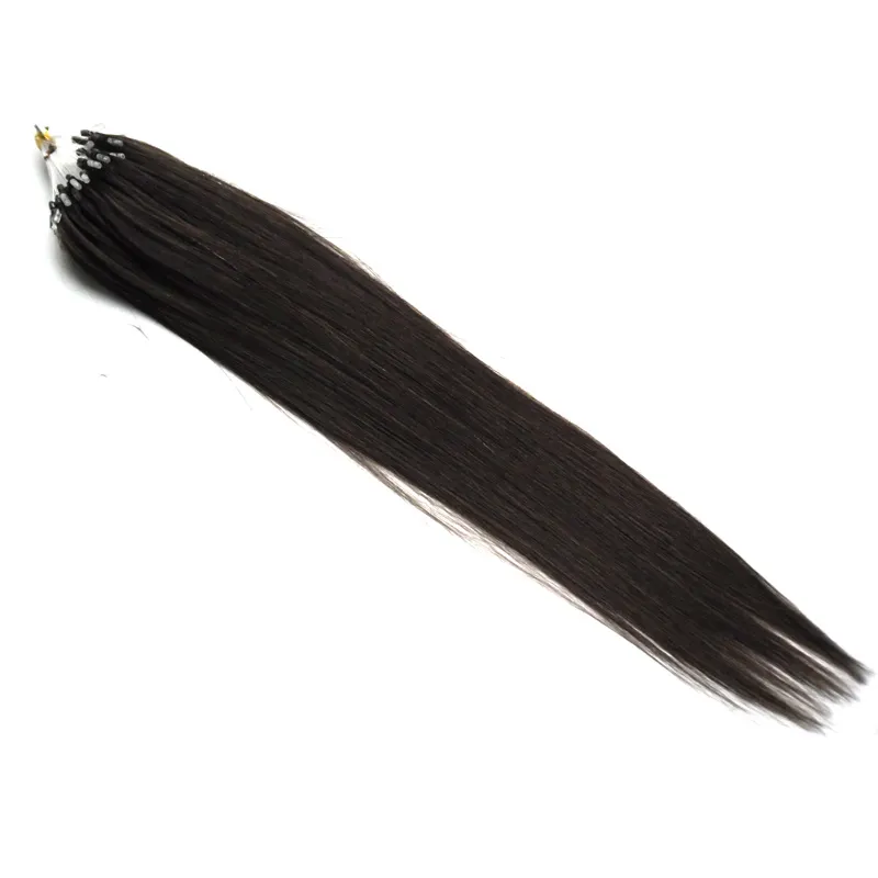 Micro Loop Hair Extensions Dark Brown Human Hair 100g Loop Ring Länkar Remy Rak 100% Real Hair 100 Strands