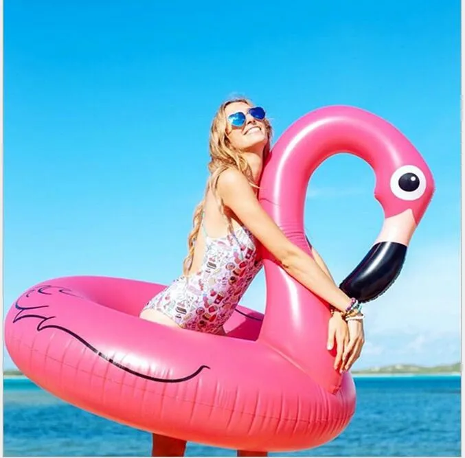 90cm bóias infláveis ​​natação tubos de natação anel Flamingo passeio colchão de ar crianças brinquedos água animais flutuante sofá cisne cadeira