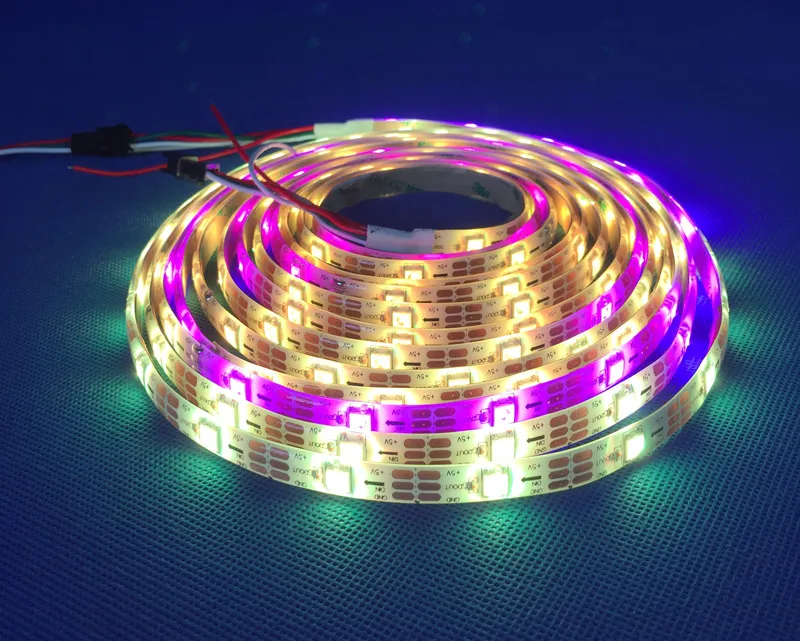 شريط إضاءة LED مرن 5 م SK6812 بكسل أبيض PCB مقاوم للماء ذكي IC 5050 RGB SMD رقمي بالألوان الكاملة DC5V