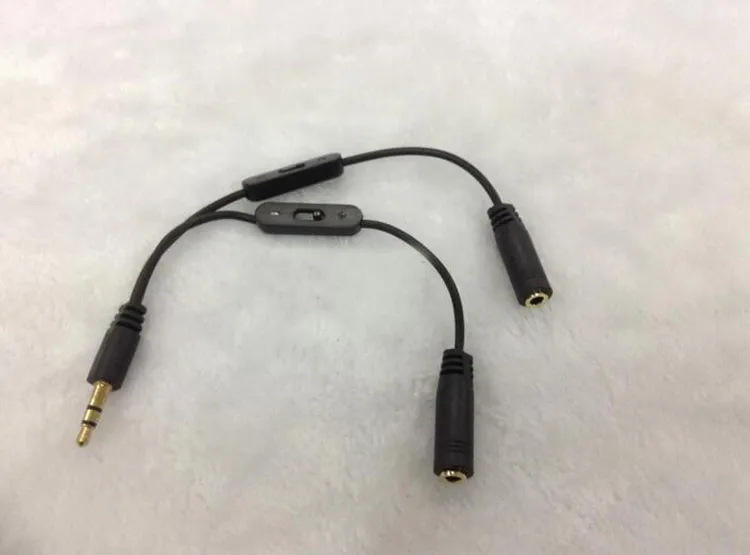 Promotion 3.5mm mâle à 2 femelle stéréo Audio Y séparateur adaptateur câble audio avec contrôle du Volume rallonges Audio
