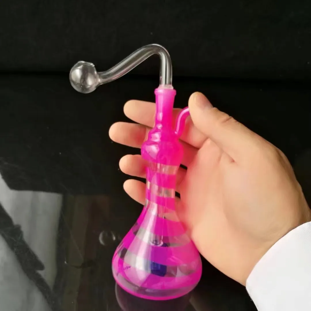 Cor Striped Vase Chaleira, bongs de vidro grosso, cachimbo de água de vidro, acessórios de tubulação de fumo