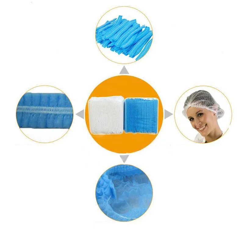 100 sztuk / partia Kobiety Mężczyźni Jednorazowe Czapki Prysznicowe Non Woven Plised Anti Dust Hat Caps Do Spa Fryzura Salon