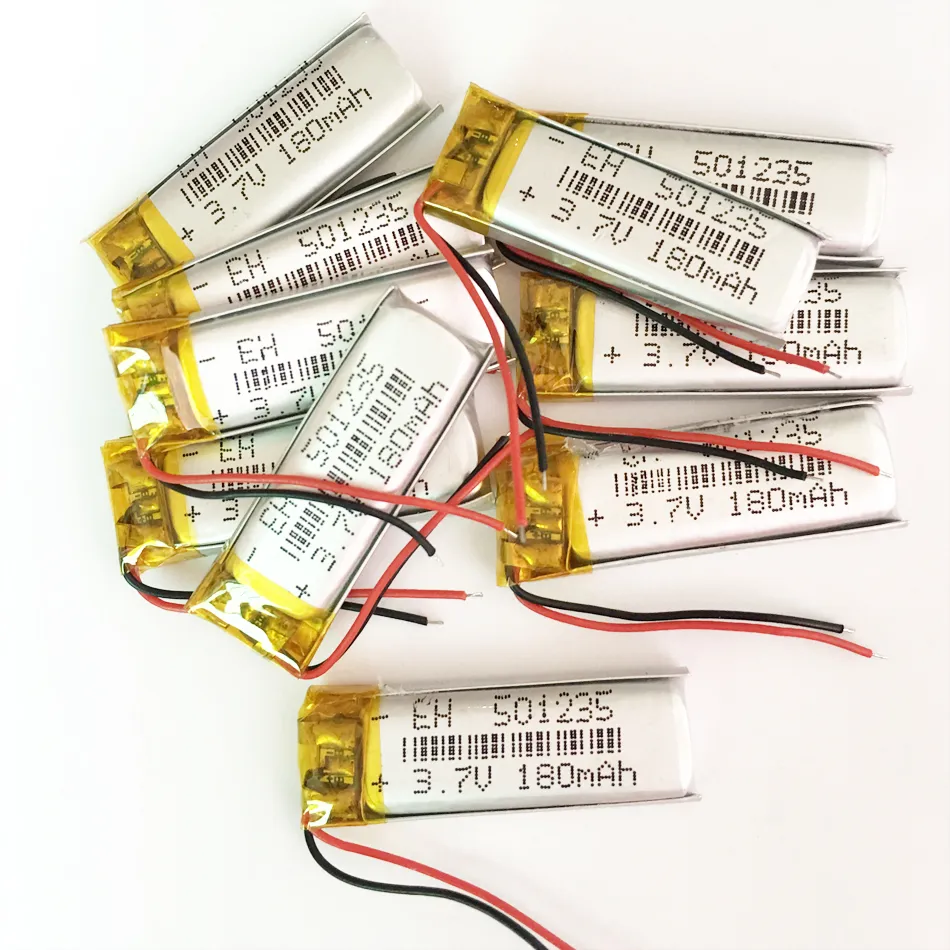 Оптовая продажа 3.7V 180MAH литий-полимер литовой липовой аккумулятор для MP3 MP4 PAD DVD DIY электронная книга Bluetooth 501235