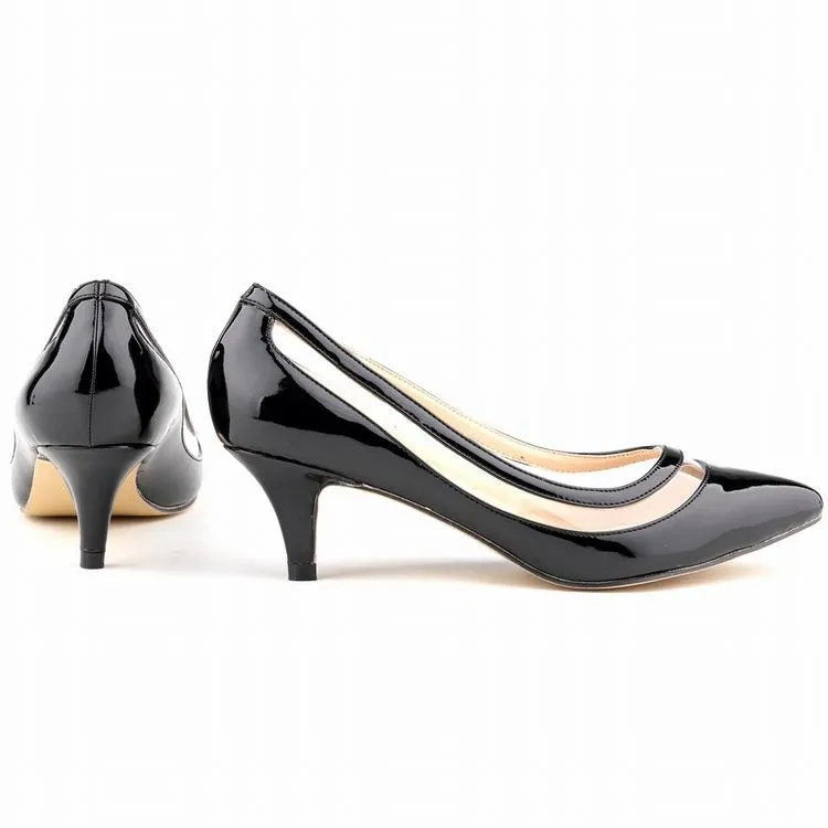 Sexy Pointed Toe Middle Heels Women Pumps Shoes New Design Less Platform Pumps 