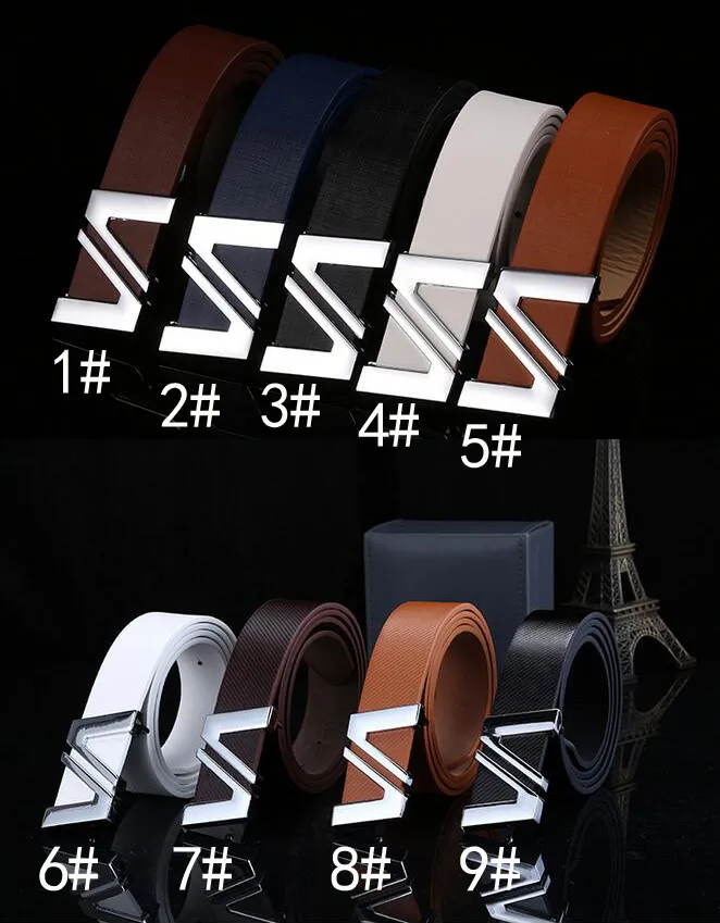 Hot Sale Mäns Smooth Spänne Bälte Ord Moderkort Spänne PU Byxor Bälte 9Colors Woman Fashion Leather Belt Drop Shipping