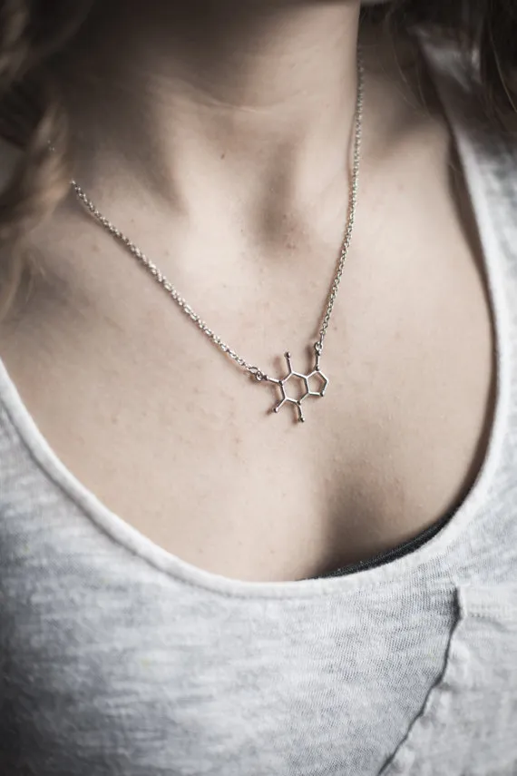 10 шт., простое ожерелье с молекулами, ожерелья с молекулярной структурой, ожерелье с элементом гормона, ожерелье с элементом науки, дофамин, ожерелье на ключицу