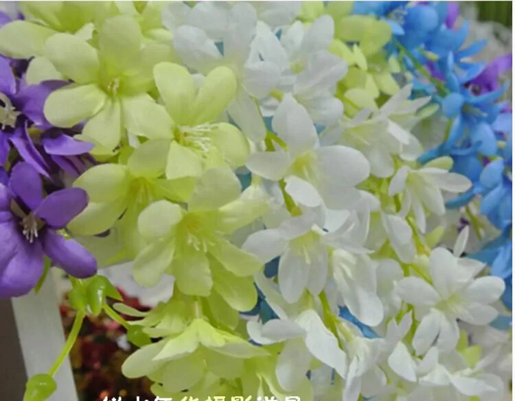 Elegante bianca seta artificiale decorativa ghirlanda di fiori finti orchidee pendenti piante di vite la decorazione della festa nuziale forniture 50 pezzi / lotto