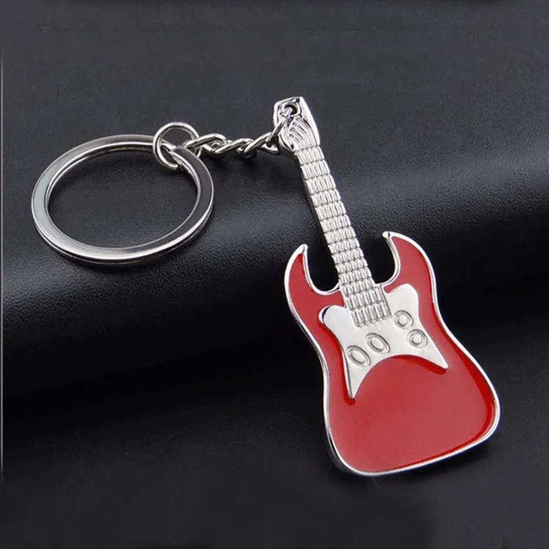 Musical Instrument Key ring Enamel guitar keychain holders Bag hangs Charms fashion jewelry Accessories Drop ship 240238