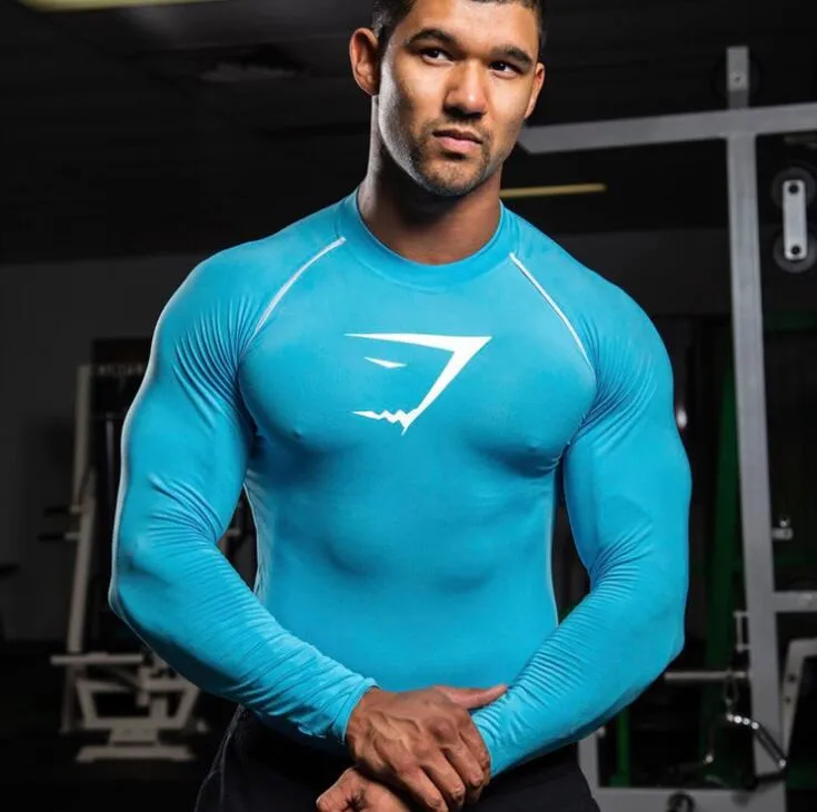 Muscle Men Panty Compression Shirts T-shirt Lange mouwen Thermisch onder Top Fitness Base Layer Gewichtheffen T-shirts voor Mannen