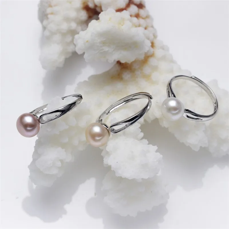 Природные пресноводные жемчужное кольцо реальной подлинной культивированный жемчужное кольцо ювелирные изделия 925 серебряные жемчужные кольца для женщин свадьба