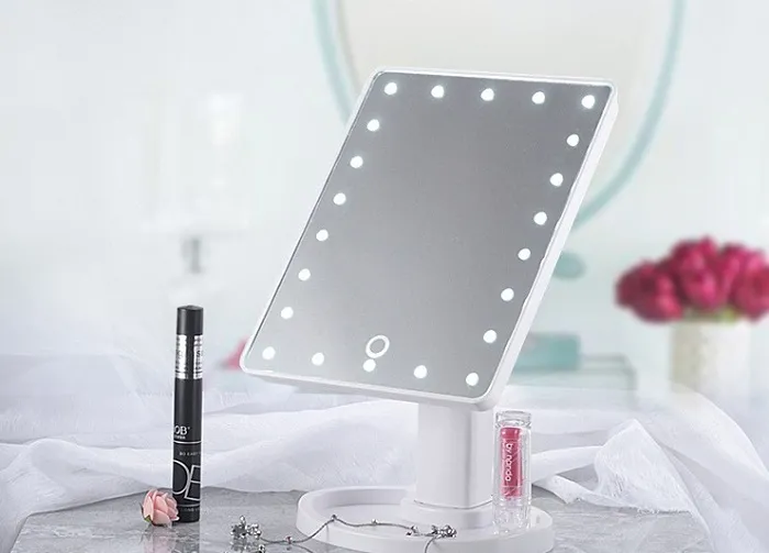 360 -Grad -Rotation Touchscreen Make -up LED Mirror Kosmetische Falten tragbare kompakte Tasche mit 22/16 Lichter Make -up 