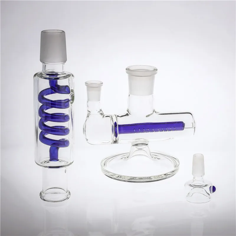 Glass Bongs 12 Inch Joint 14.4 mm Detachable Part Inline Perc Thick Base Recyler Oil Rigs BLUE GREEN Glass Water Pipes