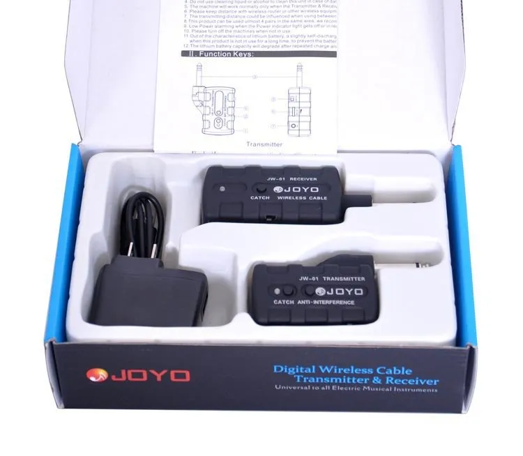 Joyo JW01 Wireless Digital Bass Guitar Sändare Mottagare Uppladdningsbar 24G o Steg Wireless sändarmottagar System5399525519879