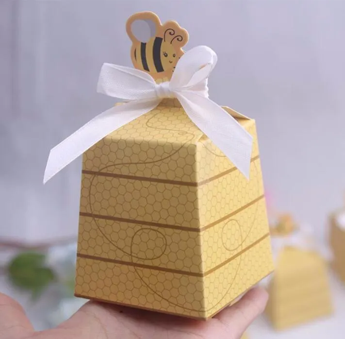 Schattige kleine bijen papier snoep doos voor bruiloft baby shower verjaardag gunsten en geschenken kinderen feest decoratieve benodigdheden