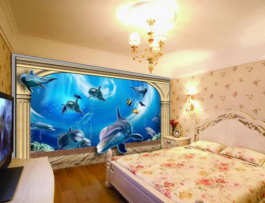 3Photo Customize size 3D Roman column underwater world background wall wallpaper for walls 3 d for living room