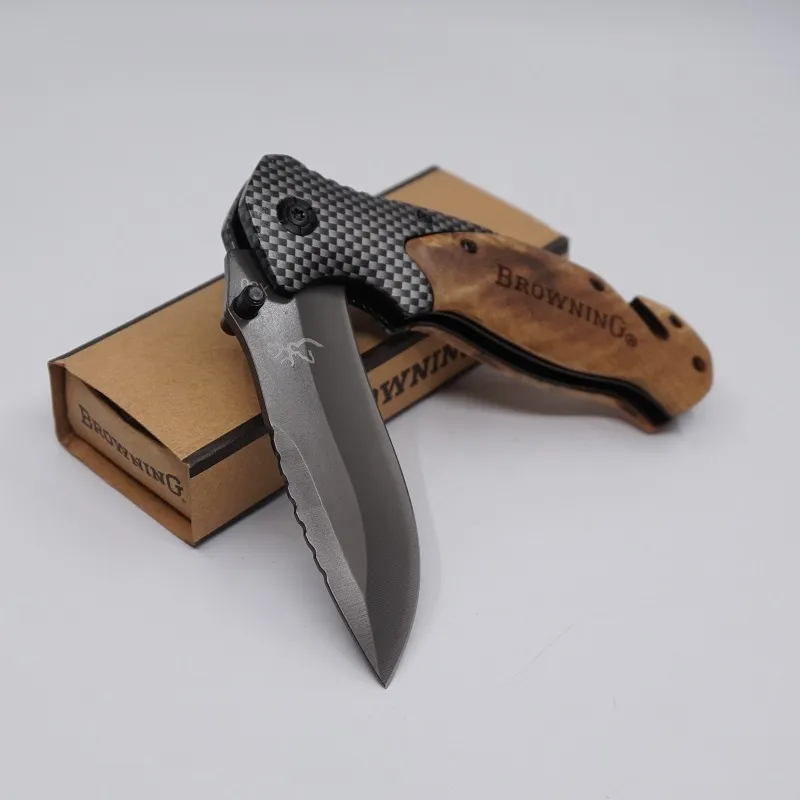 Brown X50 Knife Tactical Folding Pocket Knife Survival Knives Hunting Knife 440C Steel Blade Wood Handle Fishing Camping EDC Tools