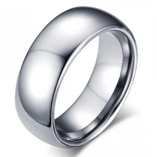Classic male Real silver 18K white Gold Plated 8mm Titanium Steel Women Men Wedding Ring Top Quality Do not fade Lovers Wedding Jewelry