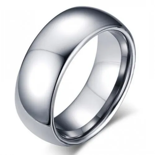 Classique mâle véritable argent 18 carats plaqué or blanc 8 mm titane acier femmes hommes bague de mariage de qualité supérieure ne se décolore pas amoureux bijoux de mariage