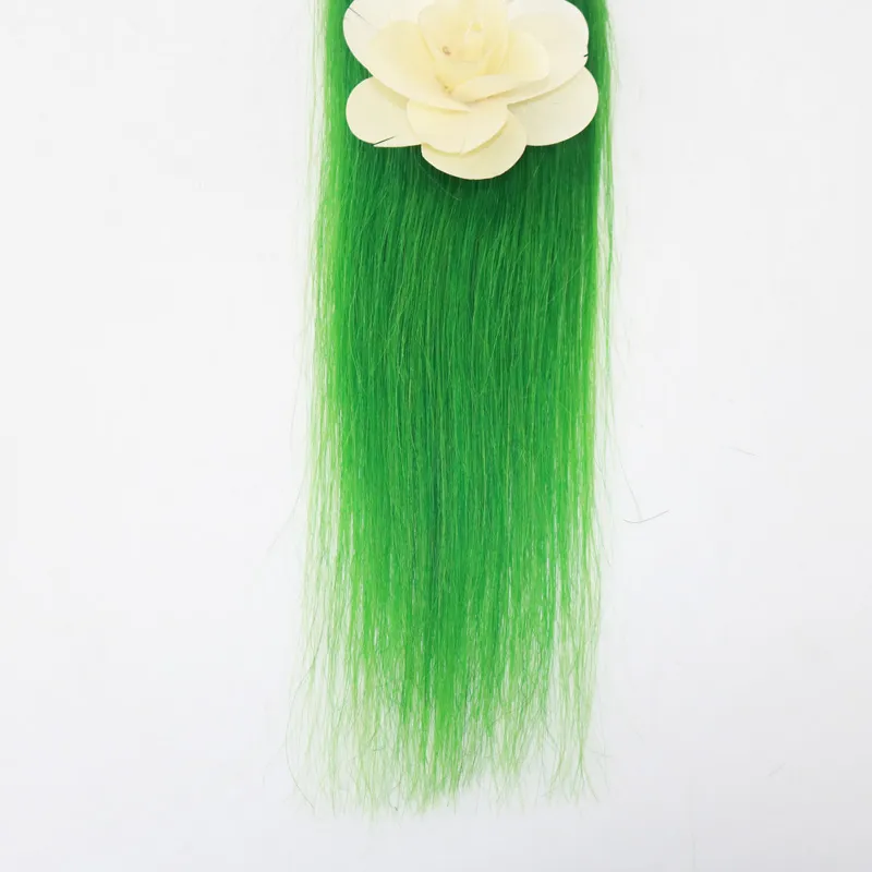 Cilt Atkı ucuz İnsan Saç Saç Uzantıları Jade Yeşil Remy Düz Bant / Set sorunsuz PU Bant