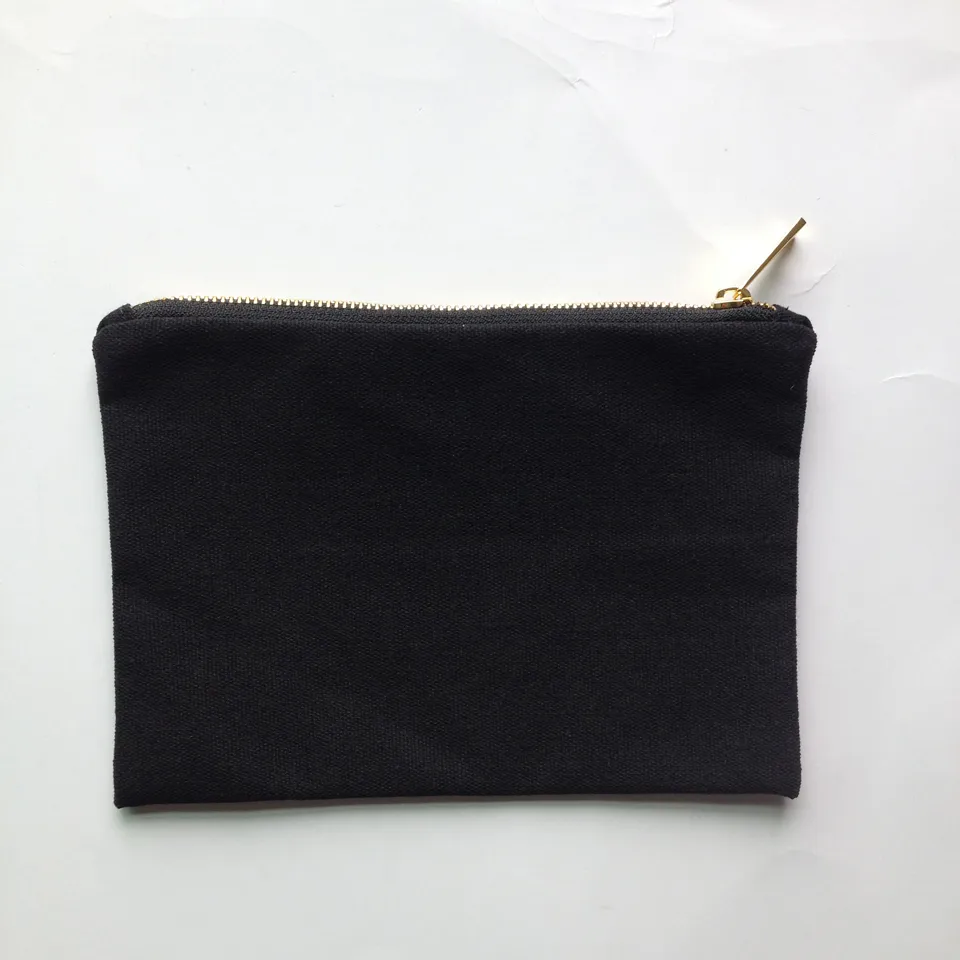 DIY Ready: Solid Color Canvas Blank Makeup Bags Set With Gold Zip And  Lining In 6.9in Size Black, White, Grey, Pink, Navy, Mint From Ai824,  $63.36