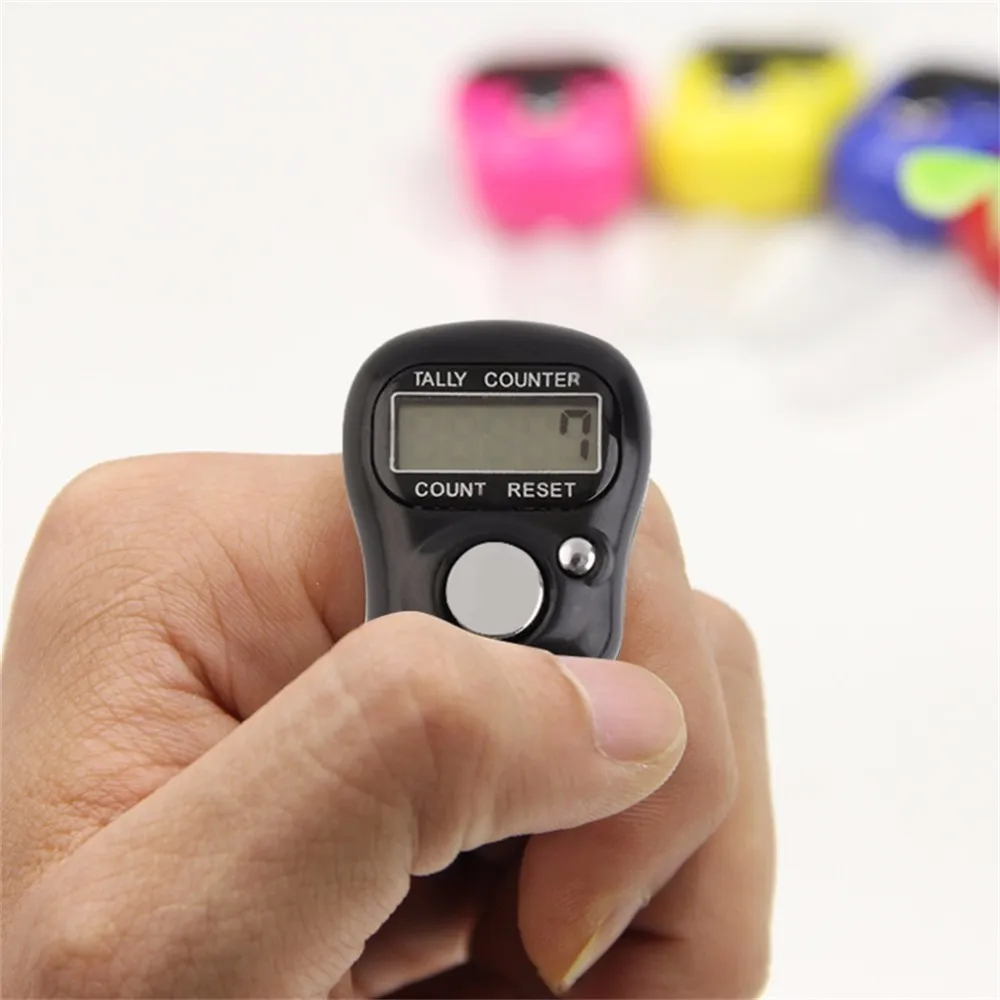 Anel de dedo de mão mini eletrônico LCD digital de golfe contador de contagem de dígitos marcador de pontos contador de linhas