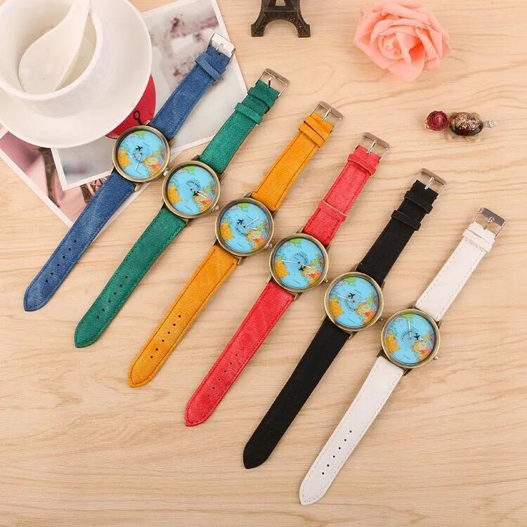 World map wrist watch best sale