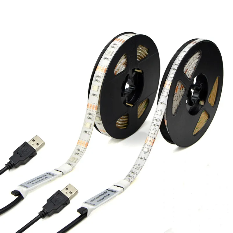 5V USB LED 스트립 1M 2M 3M 4M 5M SMD3528 RGB SMD5050 유연한 LED 테이프 조명 TV 자동차 컴퓨터 텐트 조명